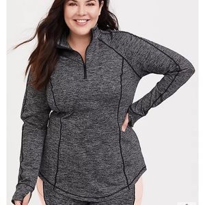 TORRID Space Dye Gray Black Active 1/4 Zip Pullover Jacket SZ 1X